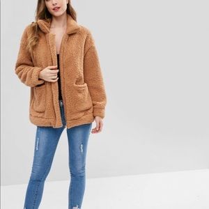 Zaful Zip Up Faux Fur Teddy Coat